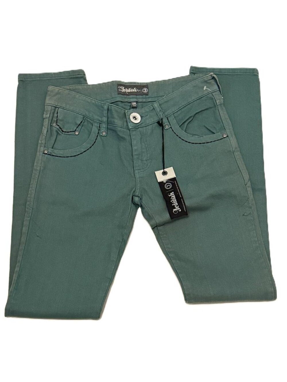Jedidiah NWT Moss Green Jeans 28 Women's Y2k 2000s Style Skinny Heart Pockets